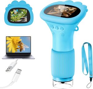 Xách tay kính hiển vi ảnh video Hỗ trợ Mini kính hiển vi trẻ em kính hiển vi kỹ thuật số Túi kính hiển vi 1000X cho Kid - Product Image 1