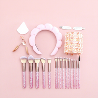 Ensemble de 21 pinceaux de maquillage Glitz and Glam avec strass, style professionnel, vente en gros, pinceaux de maquillage de luxe avec boîte cadeau