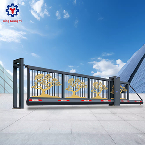 Tự động thép không gỉ nướng thiết kế nhôm đường lái xe cửa chính kim loại hàng rào lưới mắt cáo cửa trượt cho trường học lối vào - Product Image 4