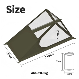 Tente en maille ultralégère personnalisée de 0,9 kg pour une personne, tente portable à armature en A pour la randonnée, le trekking et le camping - Product Image 6