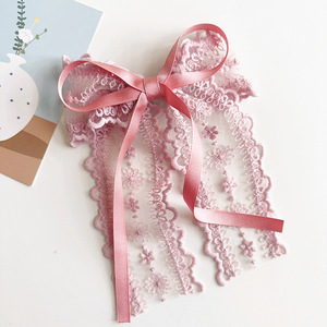 กิ๊บติดผมผ้าลูกไม้ติดผมสำหรับผู้หญิง,ที่หนีบผมประดับโบว์สองชั้นแฟชั่นใหม่ - Product Image 5