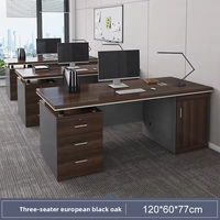 Bureau de direction en chêne noir bicolore avec 3 tiroirs et armoire à porte, design à plateau flottant, structure métallique robuste, bureau avec serrure