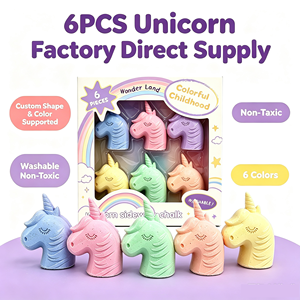 <span class=keywords><strong>Craie</strong></span> de trottoir géante licorne non toxique et sans poussière, 6 pièces, colorée, en sulfate de calcium, personnalisée pour les fêtes d'enfants - Product Image 2