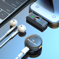 Mini microphone cravate sans fil à bouton rond, double micro de col, avec étui de charge LED pour smartphone, streaming en direct et vlogging
