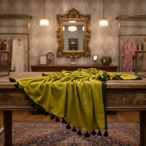 Blusa de Sari de Algodón Tejido ENT Akshay Sharma, Ecológica, de Secado Rápido, Ligera, Teñida Lisa, Vestido de Novia para Niñas, 6.3m - Product Image 1