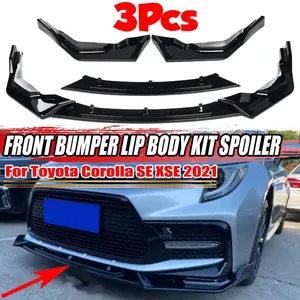 ลิ้นกันชนหน้ารถยนต์สีดำ/ลายคาร์บอนไฟเบอร์ สำหรับ Toyota Corolla SE XSE 2021 - Product Image 1