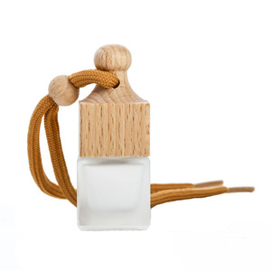 8ml Frost Hanging Wooden Cap Empty Glass Vials <b>Car</b> Perfume <b>Diffuser</b> Fragrant <b>Bottle</b> - Product Image 1
