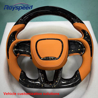 Volant de luxe à 3 branches en cuir et fibre de carbone LED personnalisé pour les modèles Dodge Charger Jeep Grand Cherokee SRT