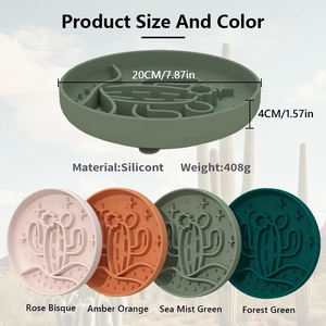 Cuenco redondo de silicona para comida lenta de <span class=keywords><strong>Cactus</strong></span> de nuevo diseño, cuenco de comida para perros, dieta saludable, comida lenta con ventosa, cuenco de alimentación antideslizante - Product Image 2