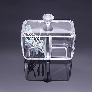 Transparent <span class=keywords><strong>De</strong></span> <span class=keywords><strong>Bureau</strong></span> En Plastique Boîte <span class=keywords><strong>De</strong></span> Coton-Tige Trombones Organisateur Boîte en Coton Avec Couvercle - Product Image 5