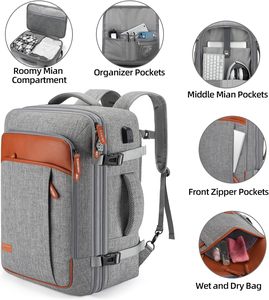 <span class=keywords><strong>Mochila</strong></span> de viaje para ordenador portátil 42L <span class=keywords><strong>equipaje</strong></span> de mano Vuelo aprobado <span class=keywords><strong>mochila</strong></span> extensible negocios antirrobo bolsas de fin de semana para mujeres - Product Image 6