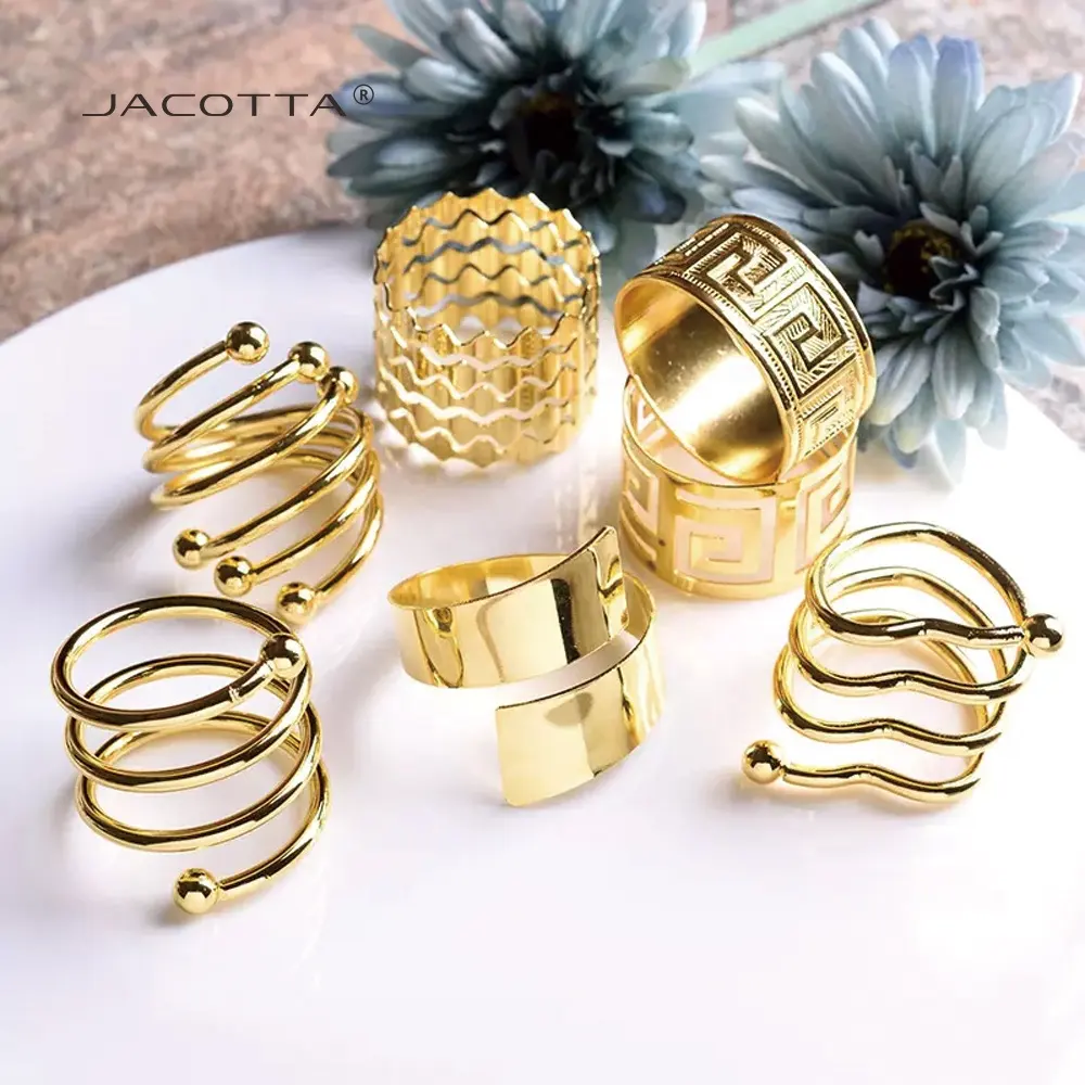 Золотые Аксессуары, кольца для салфеток, металл, нержавеющая сталь, элегантные свадебные большие трубки из сахарного тростника, кольца для салфеток