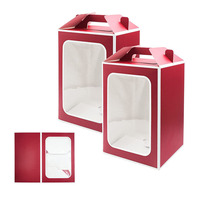 Boîte d'emballage pour poupées sur mesure, rouge, avec fenêtre transparente, finition mate, doublure en mousse, poignée et option cadre photo