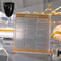 Ensemble de 6 cartes Béchah Tachazon en Lucite de luxe moderne pour Shabbat, avec boîte en acrylique – Cadeau de mariage juif écologique