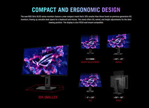 จอเกมมิ่ง A.S.U.S ROG Strix OLED XG27AQWMG ขนาด 26.5 นิ้ว ความละเอียด 1440p TrueBlack หน้าจอเงา ™   จอ OLED แบบ Tandem 280Hz 0.03 มิลลิวินาที - Product Image 6