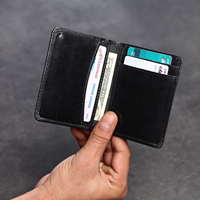 Sanchuan pemegang kartu dompet ramping pemblokir RFID kulit PU tempat kartu bisnis aluminium antik otomatis