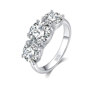 Anillos de Plata de Ley 925 de Joyería Fina de Lujo, Anillo de Moissanita Brillante, Anillos de Plata para Mujer - Product Image 1