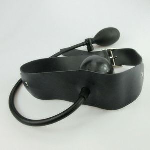 Erwachsenenspiele Sexsklaven-Knebel Offener Mundknebel Schwarz Latex Weiche Munddehnkugel Sexspielzeug für Paare Aufblasbare Mundkugel - Product Image 3