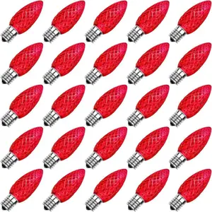 25pk lampadine di natale lampadine di ricambio C9 LED fragola E17 sfaccettata C9 natale illuminazione decorazione esterna