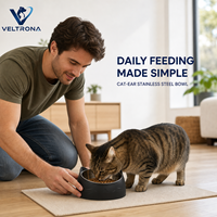 Gamelle surélevée en acier inoxydable pour chat, inclinée pour la protection du cou, anti-déversement, pour nourriture et eau, vente en gros, vert, noir, bleu, rose