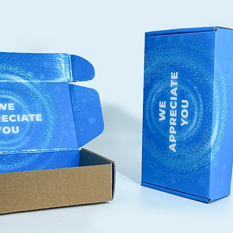Toptan nakliye kutuları özel logolu karton oluklu gözyaşı şerit kapalı nakliye ambalaj posta kağit kutu fermuar yan