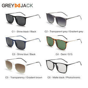 Lunettes de soleil grises pour hommes, monture en métal noir TR, polarisées UV400, pour la conduite, charnières à ressort, légères et confortables - Product Image 5