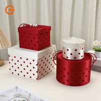 Boîte Cadeau Cylindrique de Luxe à Pois avec Ruban de Satin Rouge et Accent Perlé, Réutilisable pour Mariage, Anniversaire, Emballage de Bonbons - Vente en Gros RTS