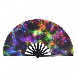 Abanico Plegable Grande para Mujer, Festivales, Halloween, Disfraces de Burlesque, Accesorios para Fiestas Rave, Patrón Decorativo, Recuerdo - Product Image 3