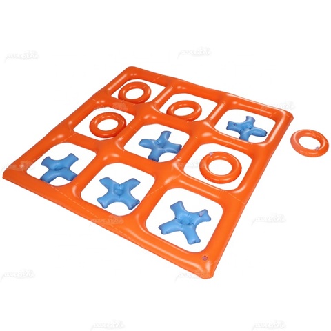 BS-t120 Inflatable Tic Tac Toe Game Orange Blue Reversible Party Activities Toys Water Floating Game