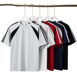 Men's Pure Cotton Sports T-Shirt 250G Heavyweight Loose Fit Contrast Trim For Outdoor Activities - Product Image 5