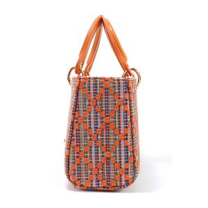Bolso de Mano de Tweed Vintage de Diseño de Alta Calidad con Asa Superior, Detalles de PU de Lujo y Herrajes Metálicos - Product Image 4