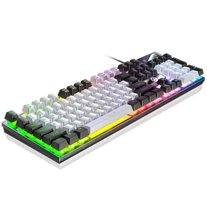 K500 mekanik klavye oyun kablolu klavye karışık renk 104 tuşları RGB renk engelleme arka klavye dizüstü PC için