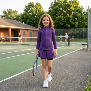 Girls Purple Sleeveless Soft Shell <b>Jacket</b> with <b>Skirt</b> <b>Set</b> Warm Sport Style Print Yoga Eco-Friendly Spandex/Polyester - Product Image 3