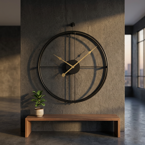 Minimalist <b>Oversized</b> Round Metal <b>Wall</b> <b>Clock</b> Quartz Analog Hanging <b>Clock</b> for Living Room Abstract Geometric Design - Product Image 3