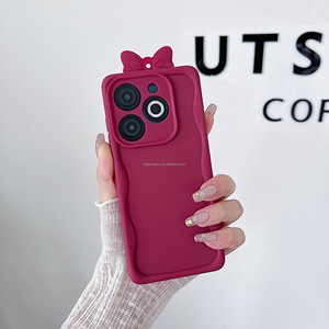 Custodia per telefono alla moda a tinta unita con fiocco, in silicone a bordo curvo per <span class=keywords><strong>Samsung</strong></span> A32 <span class=keywords><strong>M12</strong></span> F12 A52 A53 S9 S9+ S10 S10+ MO6 - Product Image 1