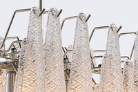 Lustre artistique multi-couches en verre fait main, grand modèle, avec cadre métallique de luxe, luminaire de plafond pour espaces à hauts plafonds