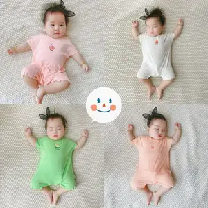 새로운 아기 모달 onesie 아기 여름 편안한 얇은 잠옷 어린이 귀여운 만화 ha 옷