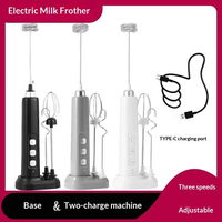 Mousseur à lait électrique rechargeable Cedar Space et batteur à œufs portatif sans fil, mini-mixeur avec 3 fouets interchangeables pour café