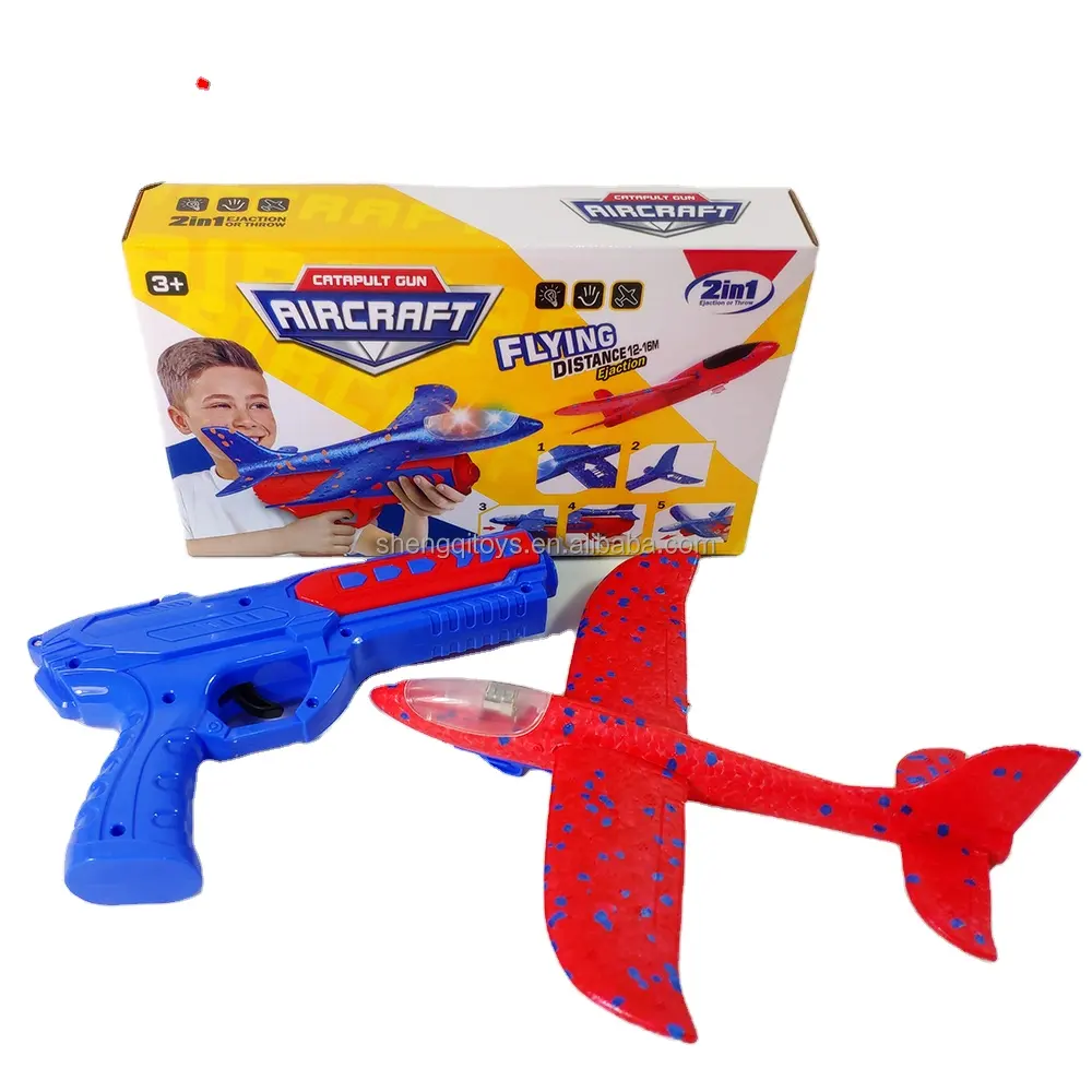 Outdoor Sport Foam Airplane Launcher Toys Flight Mode Glider Plane Kids Flying Toy