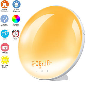 Lampe de chevet LED avec réveil et lumière du jour, simulation de changement de couleur tactile intelligente, réveil au lever et au coucher du <span class=keywords><strong>soleil</strong></span> - Product Image 5
