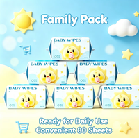 Lingettes humides pour bébé en tissu spunlace, écologiques, personnalisables en matière et en taille, pack familial de 80 lingettes pour les voyages, les sorties en poussette