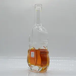 Glass 750ml Whisky Bottle Premium Violin Shaped Empty Alcohol Brandy Whisky Glass Bottles Custom Liquor 750ml Vodka Spirit Glass Bottles 500ml Wholesale