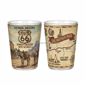 Verre à shot personnalisé <span class=keywords><strong>en</strong></span> gros, thème Route 66 Vintage Americana, souvenir de <span class=keywords><strong>voyage</strong></span> sur la route, avec motif de <span class=keywords><strong>voiture</strong></span> classique de style Diner rétro - Product Image 5