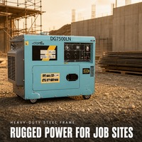 Groupe électrogène diesel silencieux DG7500LN 6KW, démarrage électrique portable, générateur de puissance à faible bruit pour usage domestique et commercial