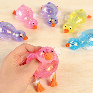 Glitter Colorful Slow Rebound Maltose Duck Stress Relief <b>Ball</b> Super Soft TPR Portable <b>Squeeze</b> Toy Fidget Duck - Product Image 2