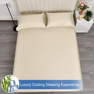 Sábana bajera <span class=keywords><strong>de</strong></span> refrigeración <span class=keywords><strong>de</strong></span> bambú derivado <span class=keywords><strong>de</strong></span> rayón 100% tamaño King 78 "<span class=keywords><strong>x</strong></span> 80" durmiente caliente <span class=keywords><strong>16</strong></span> "bolsillo profundo ajuste fácil 2,5 cm más ancho - Product Image 4