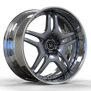 For Mercedes-Benz AMG GTS 5x112 Matt Grey discs and Polish barrels 2-PC Staggered 18 19 20 22 inch Sport car Wheels