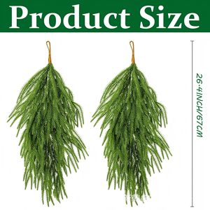 Guirlande d'aiguilles de pin artificielles 30cm-100cm, verte, en plastique souple, décoration de Noël, intérieur/extérieur, à suspendre au mur - Product Image 2