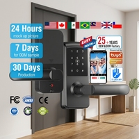 Serrure Intelligente Électronique à Empreinte Digitale Tean avec Poignée à Levier, Mot de Passe et Carte pour Porte en Bois de Maison ou d'Hôtel, Verrou de Sécurité en Alliage de Zinc