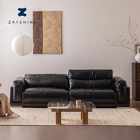 Ensemble de canapés de salon Zayshine en cuir noir de luxe moderne italien, 3 places, modulaire, appartement, bureau, canapé fonctionnel réglable